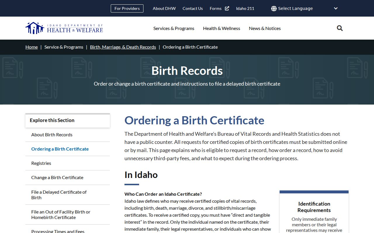 Meridian resident lookup with Idaho vital records