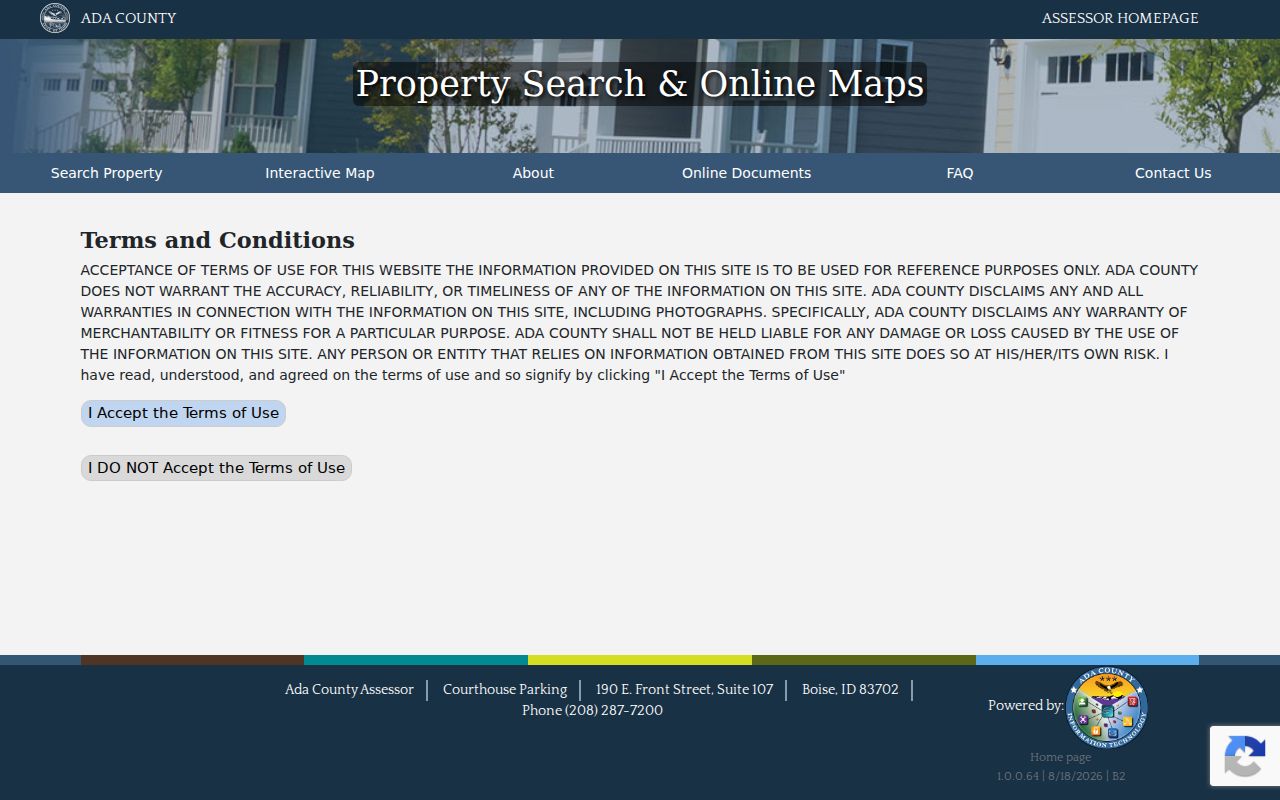 Meridian street directory Ada County assessor address search