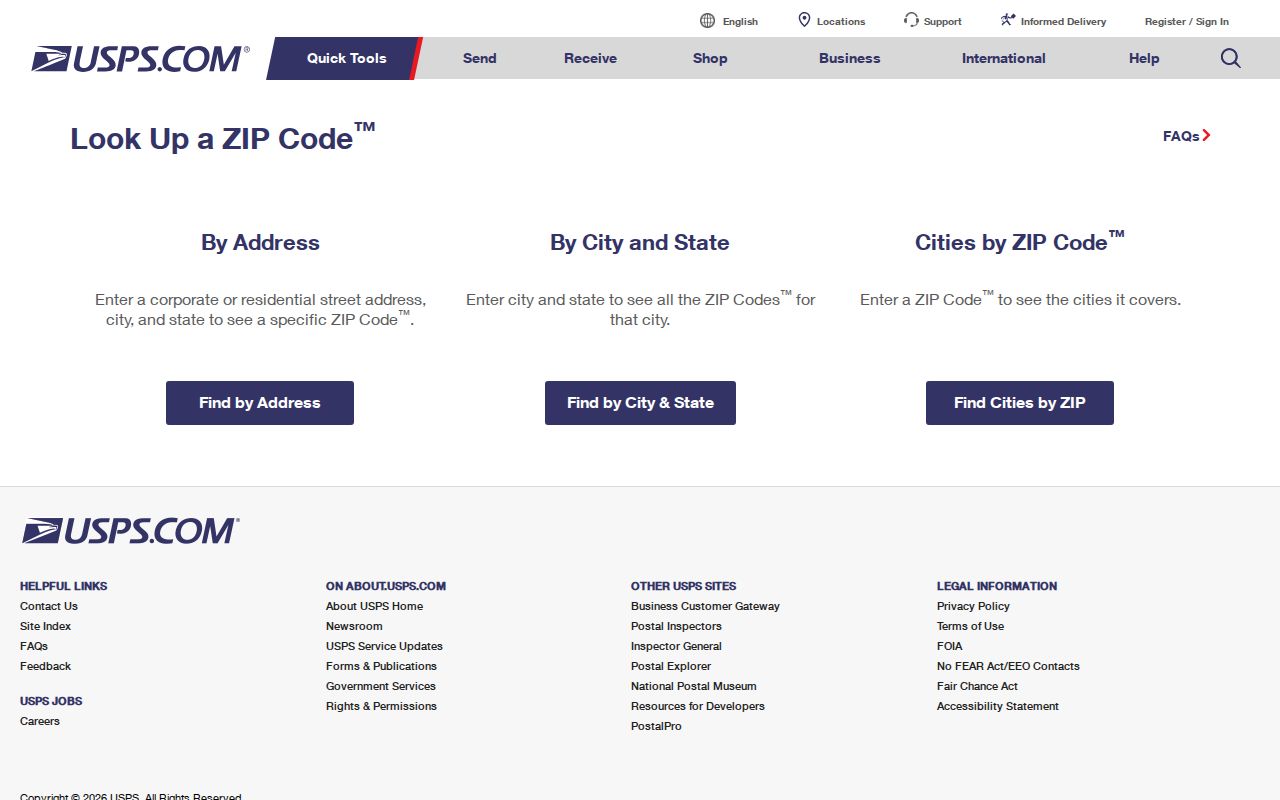 USPS ZIP Code Lookup used for Meridian postal addresses